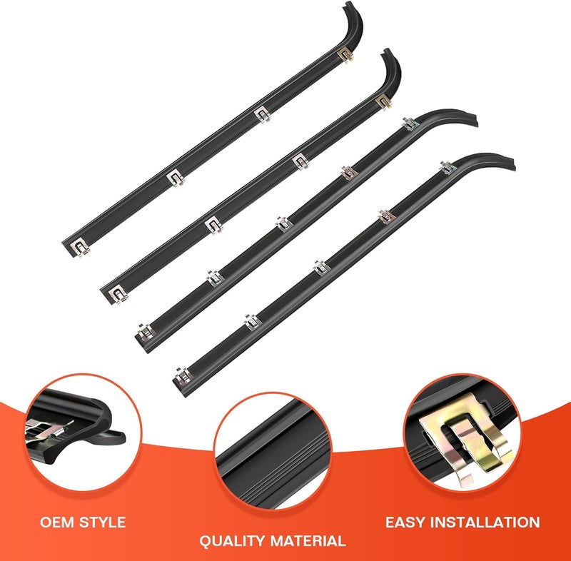 ACLONG Window Molding Sweep Felt Trim Seal Front Inner & Outer Weatherstrip Kit Fit for Ford F-150 F-250 F-350 Bronco 1987-1996-4 Piece Set Replace E7TZ1521452A E7TZ1521453A F2TZ1521456A F2TZ1521457A - Image 3